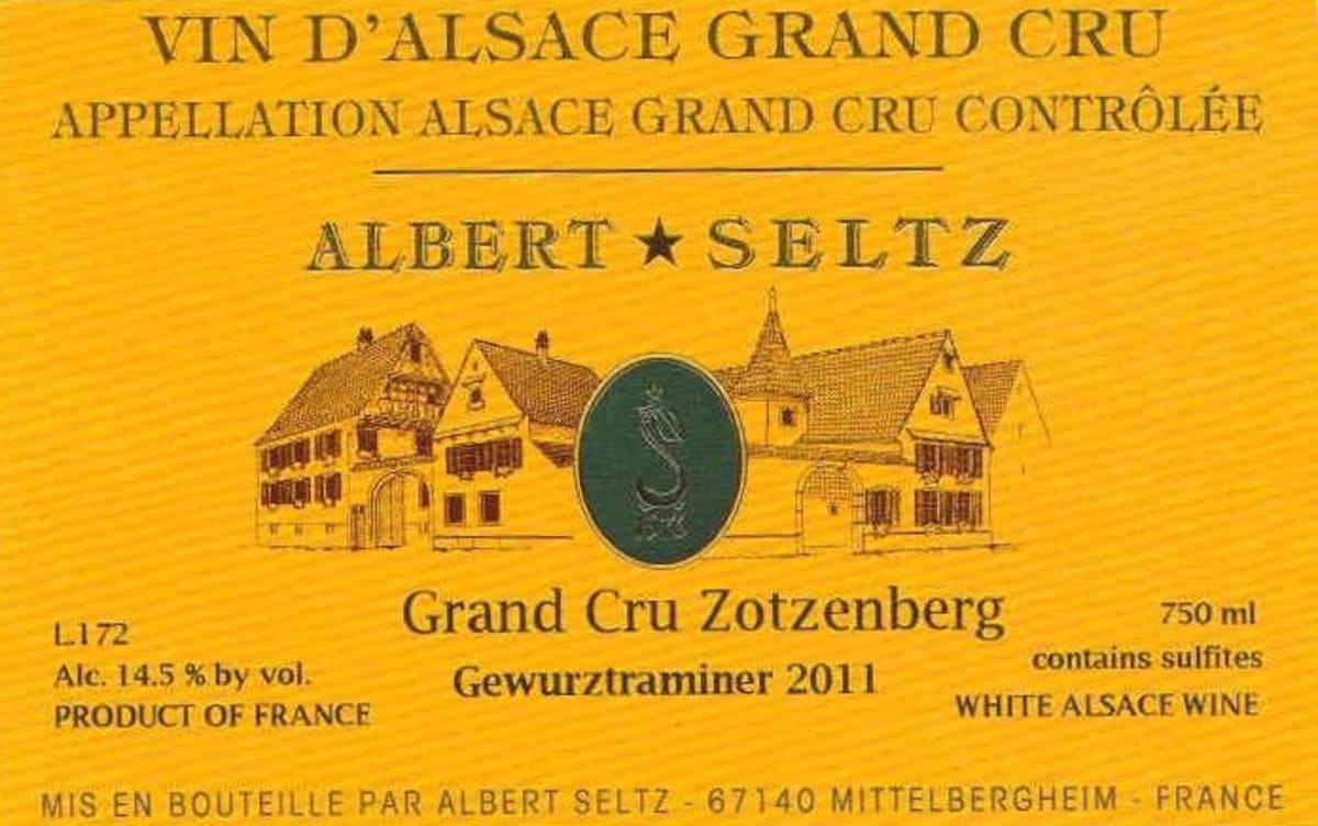 Albert Seltz Zotzenberg Gewurztraminer Grand Cru 2011 Front Label