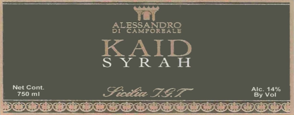 Alessandro di Camporeale Kaid Syrah 2007 Front Label