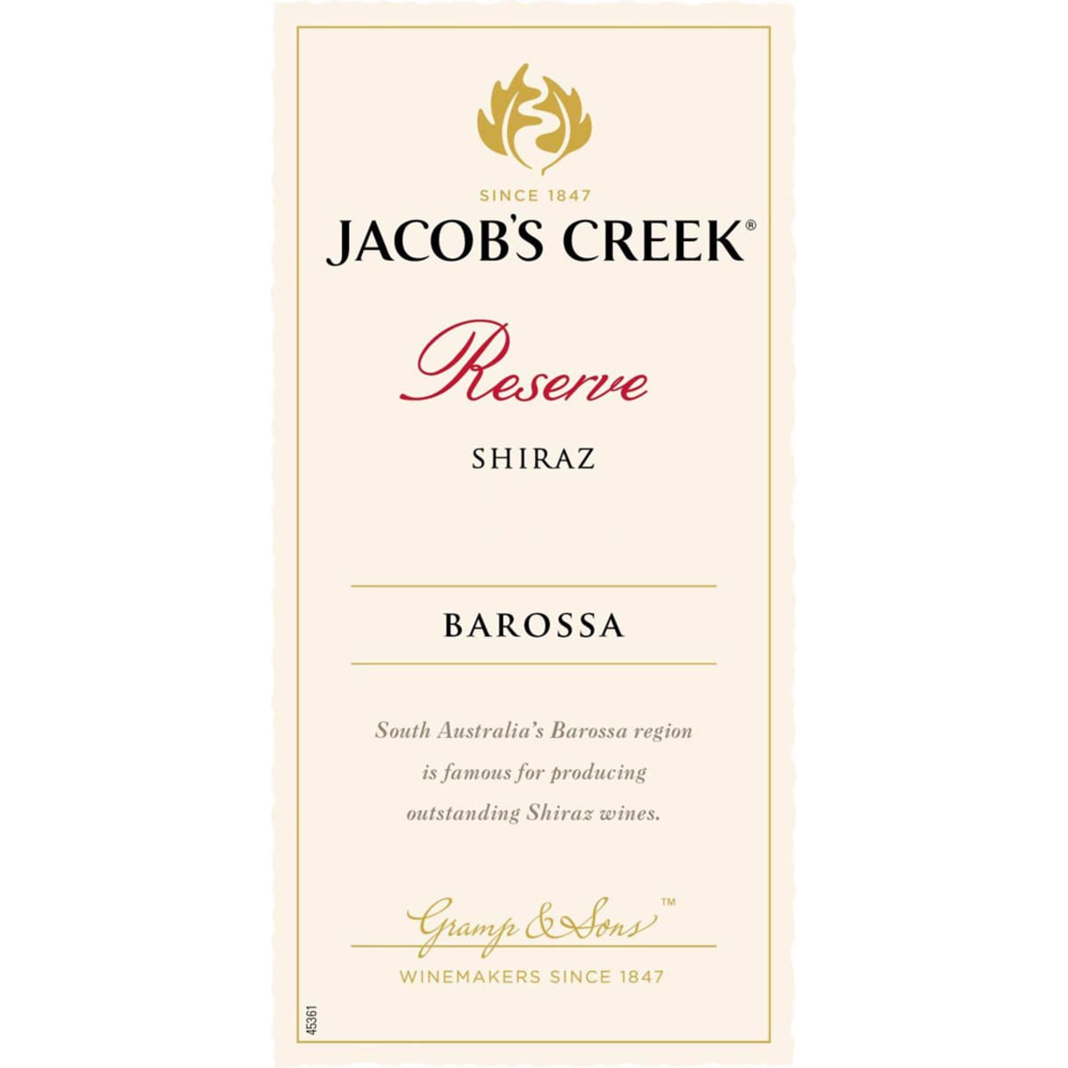 Jacob's Creek Reserve Shiraz 2015 Front Label