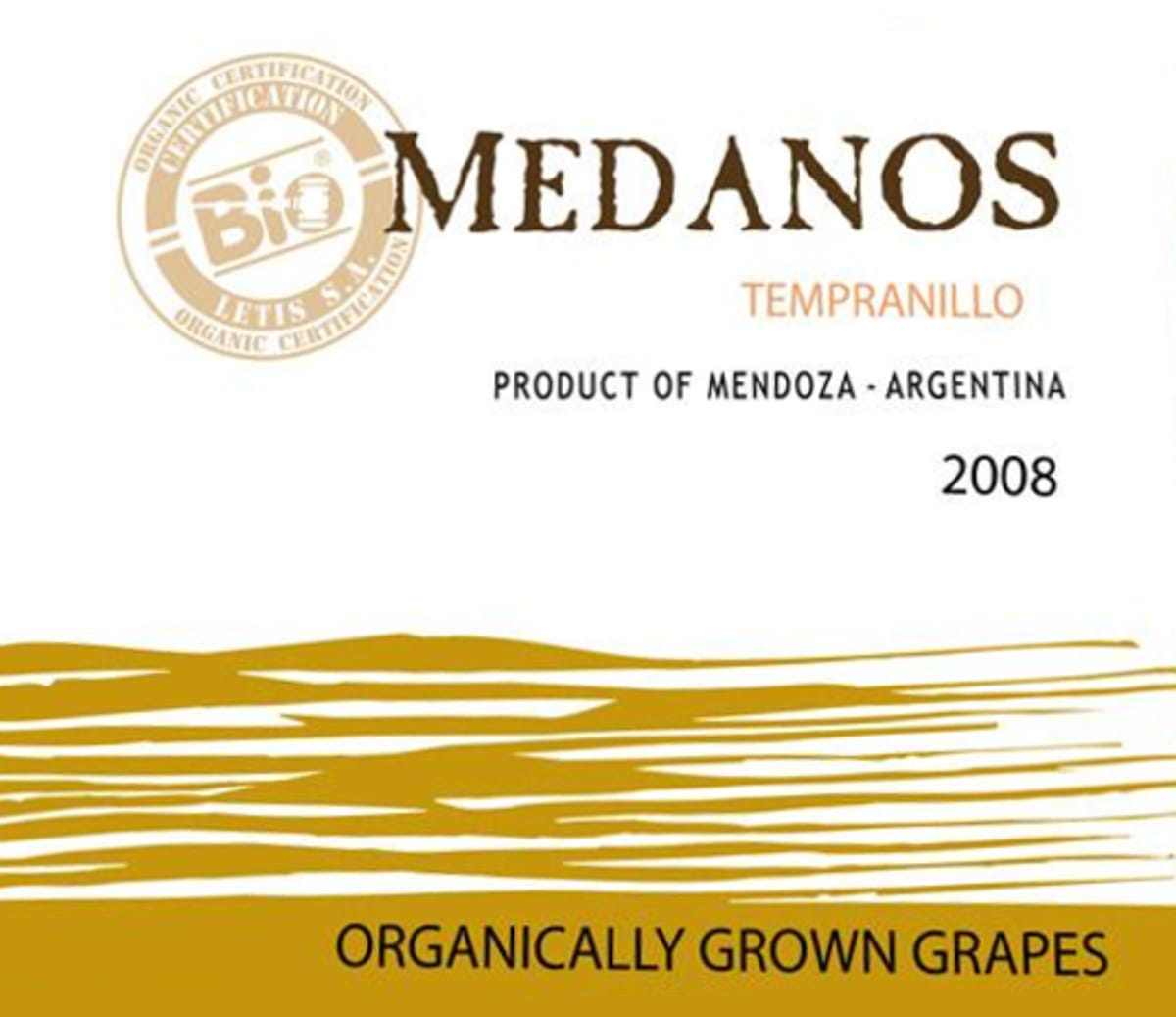 Bodega Vinecol Mendoza Medanos Tempranillo 2008 Front Label