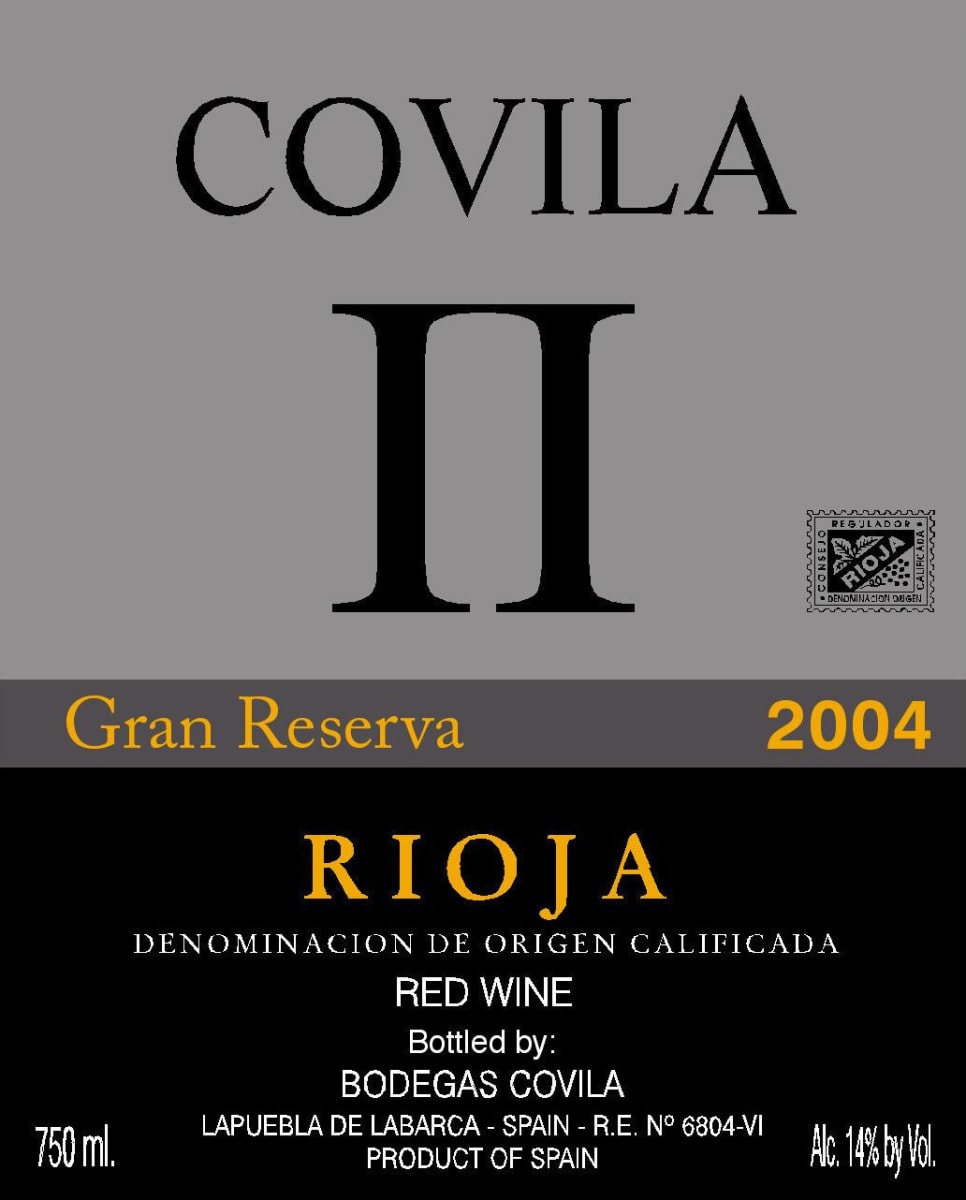 Bodegas Covila II Gran Reserva 2004 Front Label