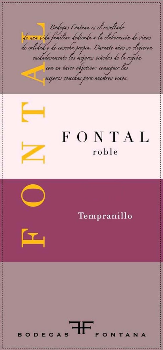 Bodegas Fontana Fontal Roble Tempranillo 2011 Front Label