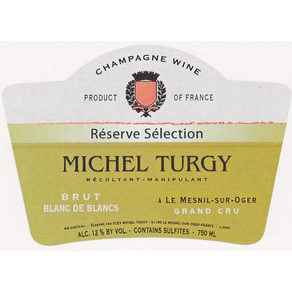 Michel Turgy Les Mesnil Reserve Selection Brut Blanc des Blancs Front Label