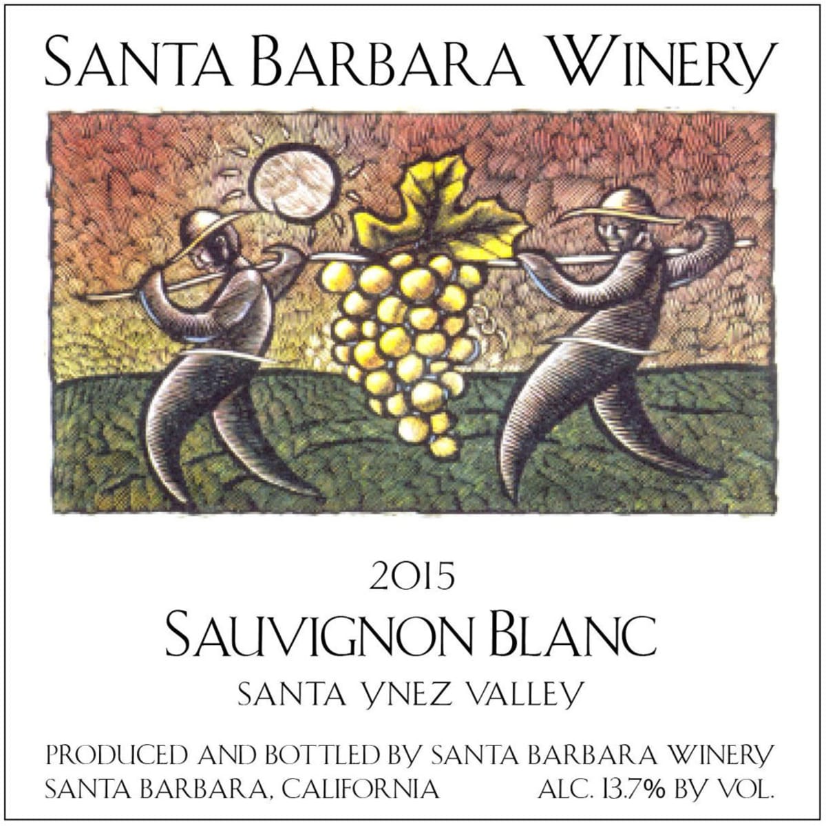 Santa Barbara Winery Sauvignon Blanc 2015 Front Label