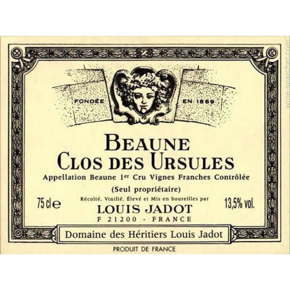 Louis Jadot Beaune Clos des Ursules Premier Cru Domaine des Heritiers 1999 Front Label
