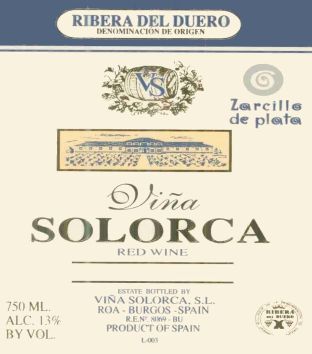 Bodegas Vina Solorca Cosecha 2001 Front Label