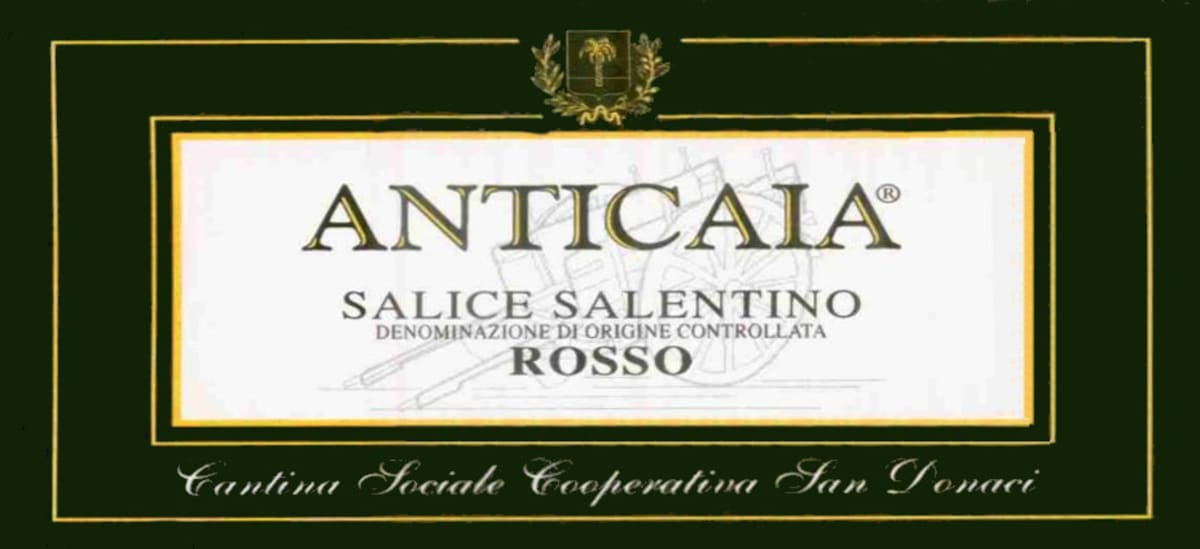 Cantina San Donaci Salice Salentino Anticaia Rosso 2010 Front Label