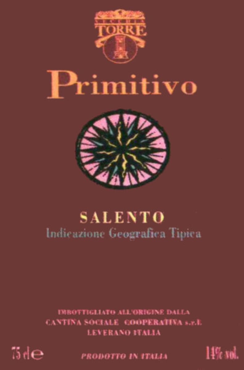 Cantina Vecchia Torre Salento Primitivo 2012 Front Label