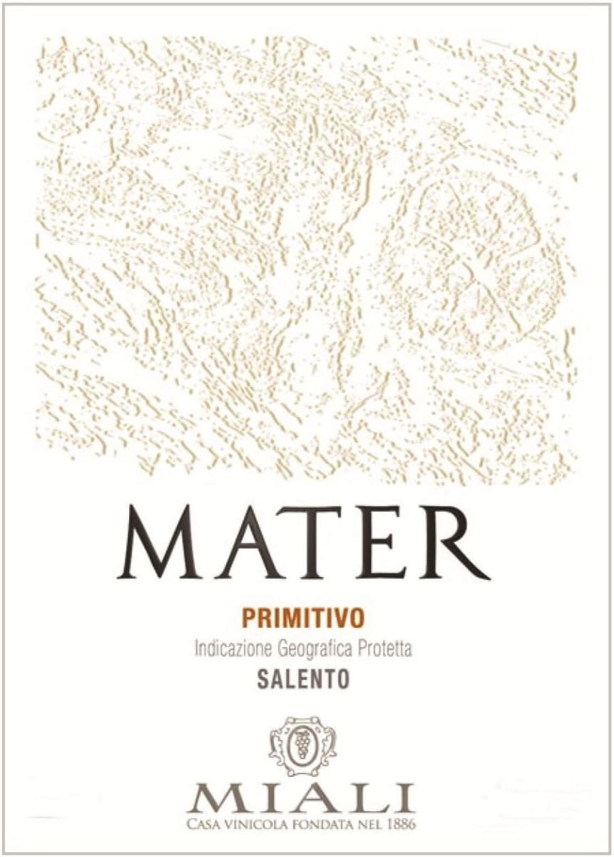 Cantine Miali Salento Mater Primitivo 2008 Front Label