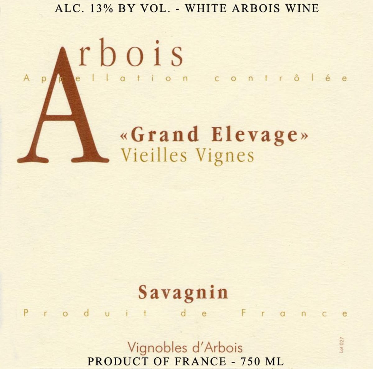 Maison Rijckaert Jura Arbois Grand Elevage Vieilles Vignes Savagnin 2012 Front Label