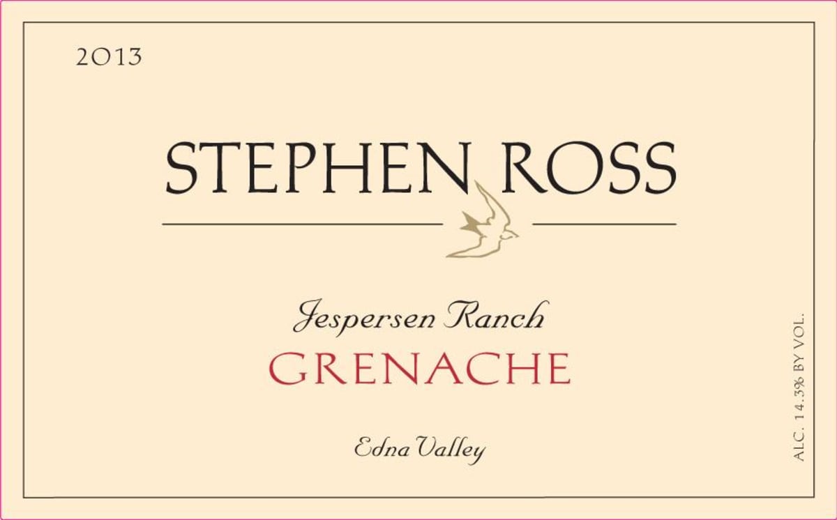 Stephen Ross  Jespersen Ranch Grenache 2013 Front Label