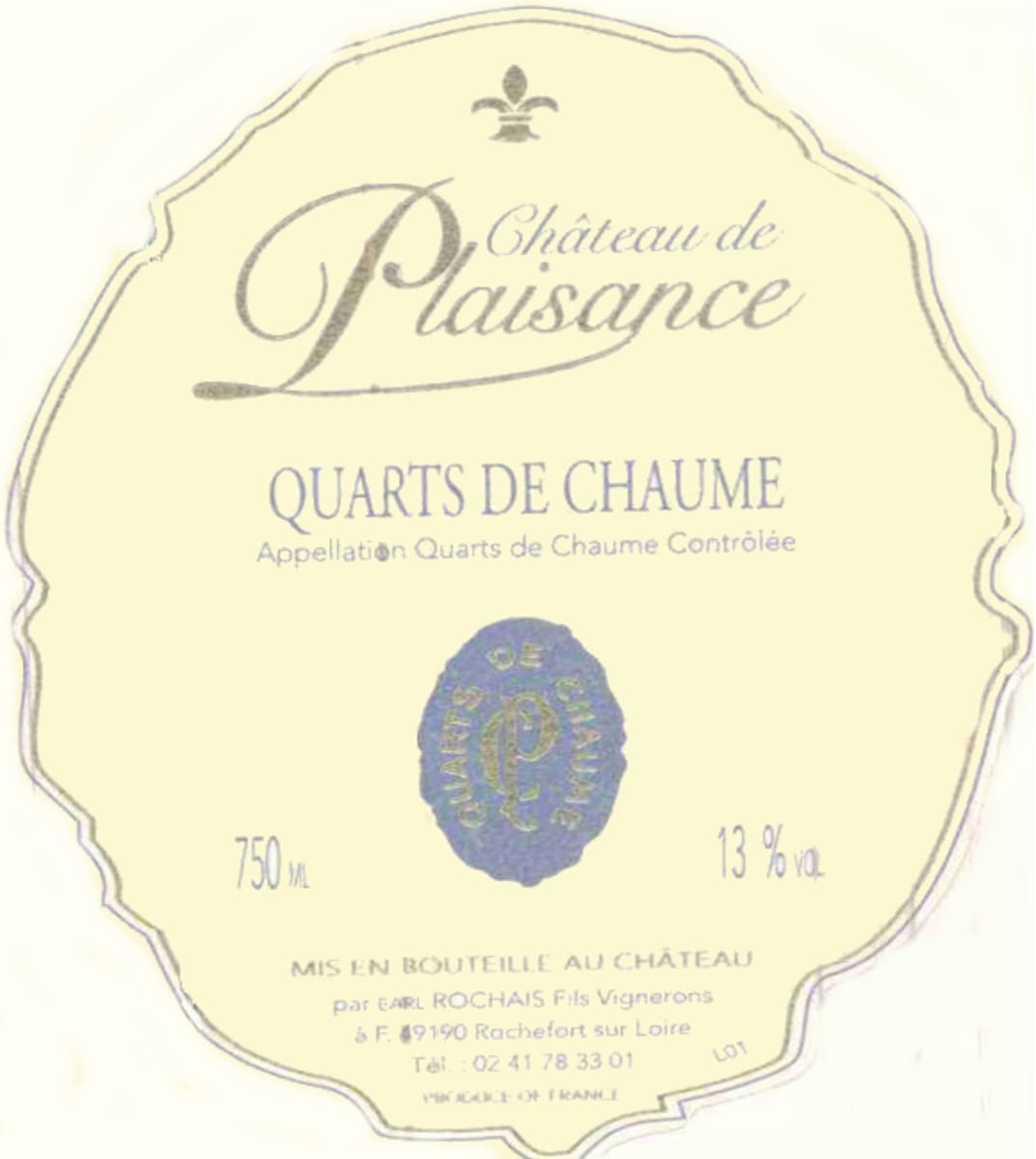 Chateau Plaisance Quarts de Chaume 2006 Front Label