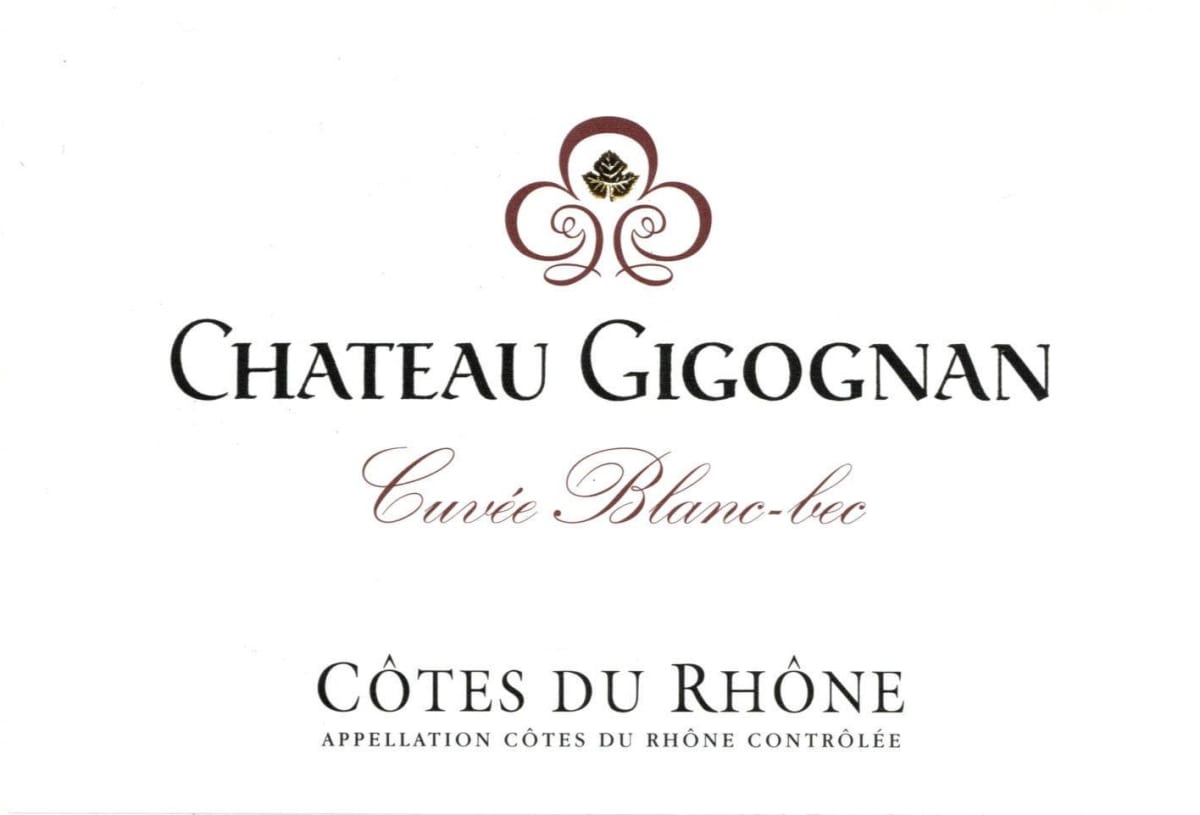 Chateau Gigognan Cotes du Rhone Blanc Bec Blanc 2013 Front Label