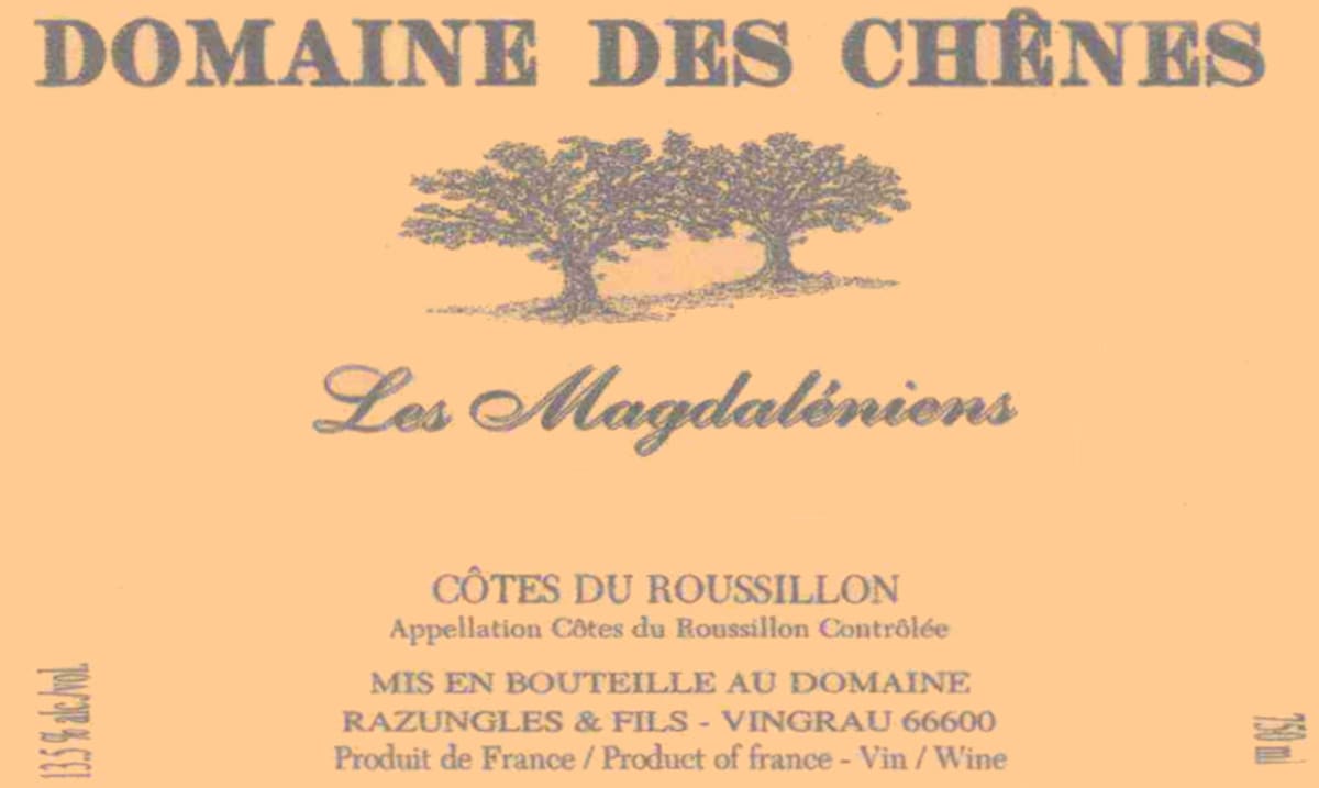 Domaine des Chenes Cotes du Roussillon Les Magdaleniens 2004 Front Label