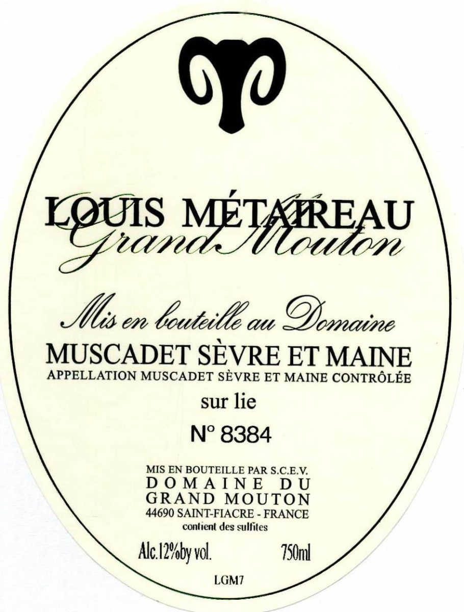 Domaine Du Grand Mouten Muscadet Sevre et Maine Sur Lie 2013 Front Label