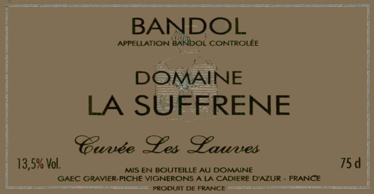 Domaine la Suffrene Bandol Cuvee des Lauves 2006 Front Label