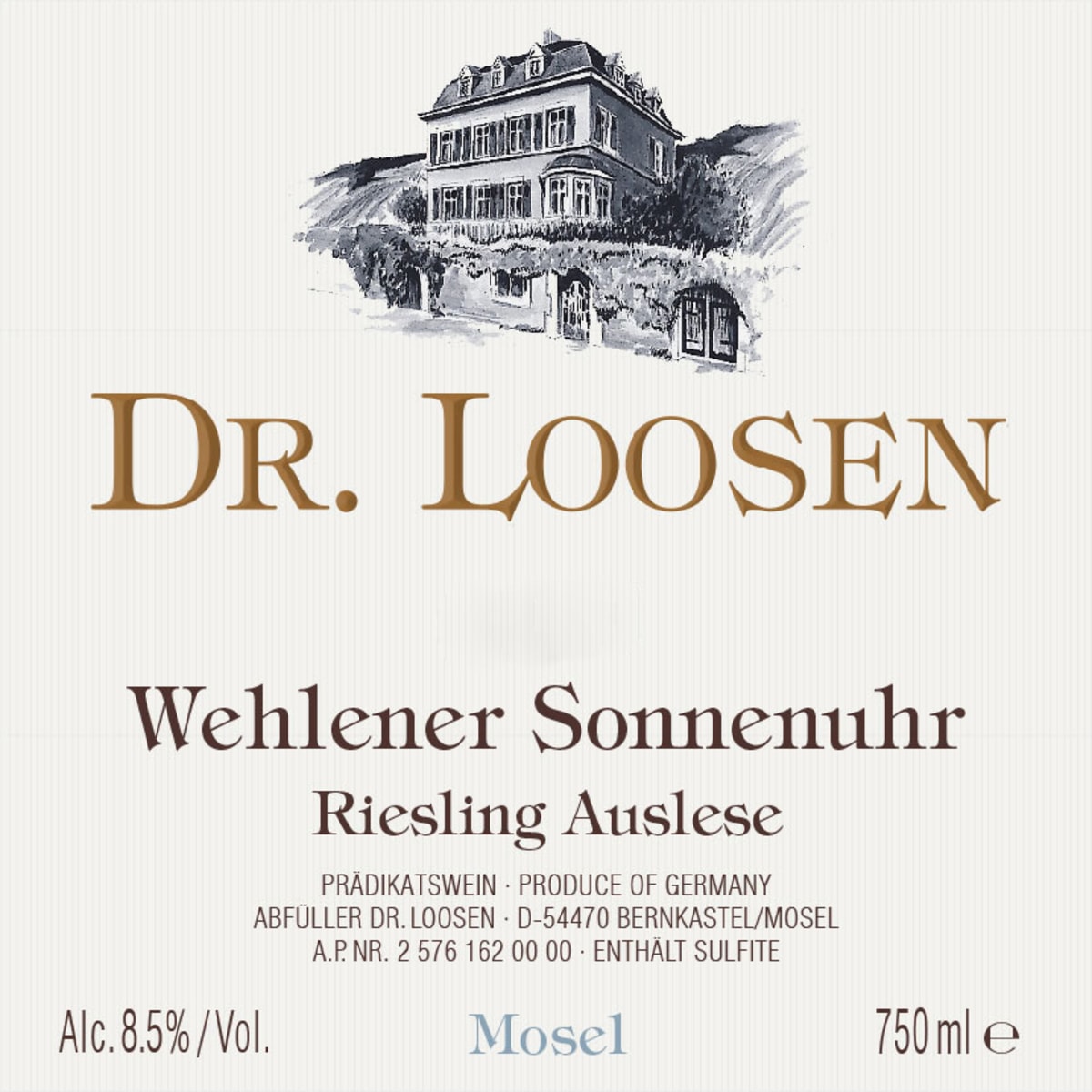 Dr. Loosen Wehlener Sonnenuhr Riesling Auslese 2014 Front Label