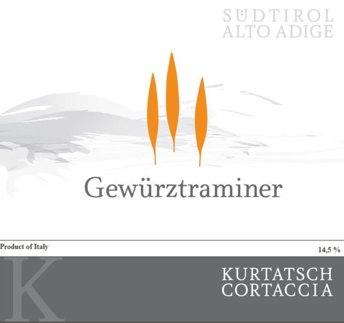 Kurtatsch Alto Adige Gewurztraminer 2015 Front Label