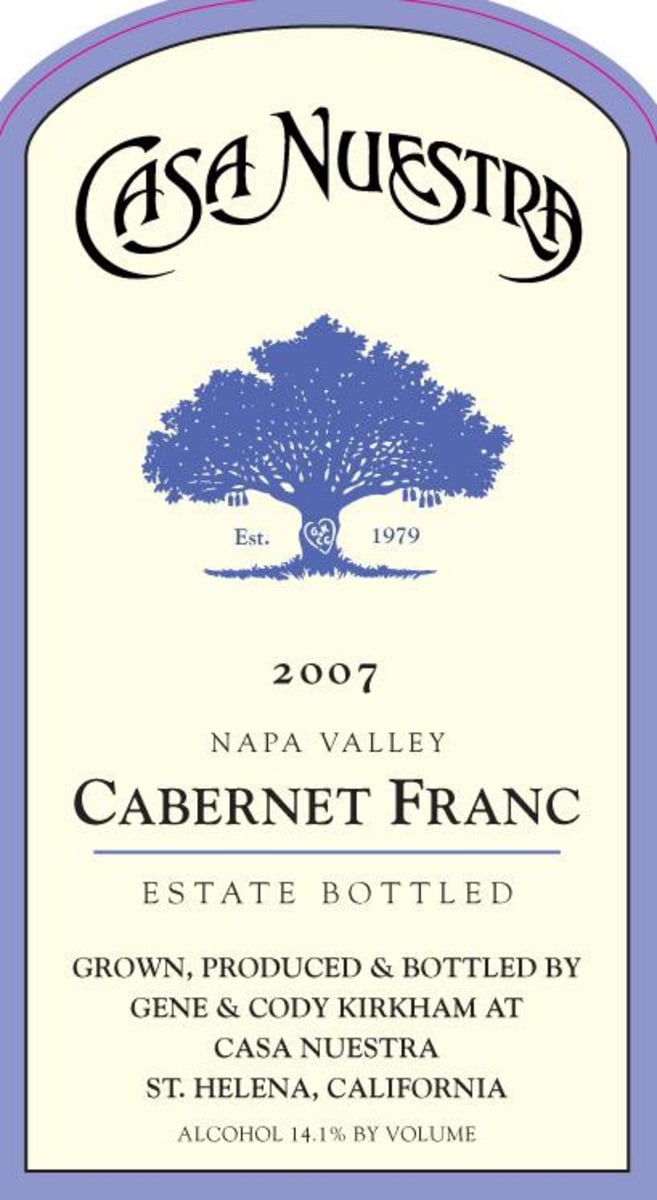 Casa Nuestra Winery & Vineyards Cabernet Franc 2007 Front Label