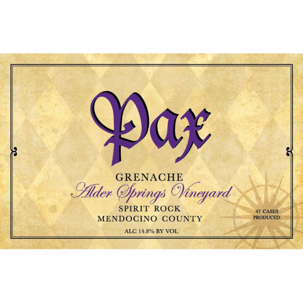 Pax Alder Springs Grenache 2005 Front Label