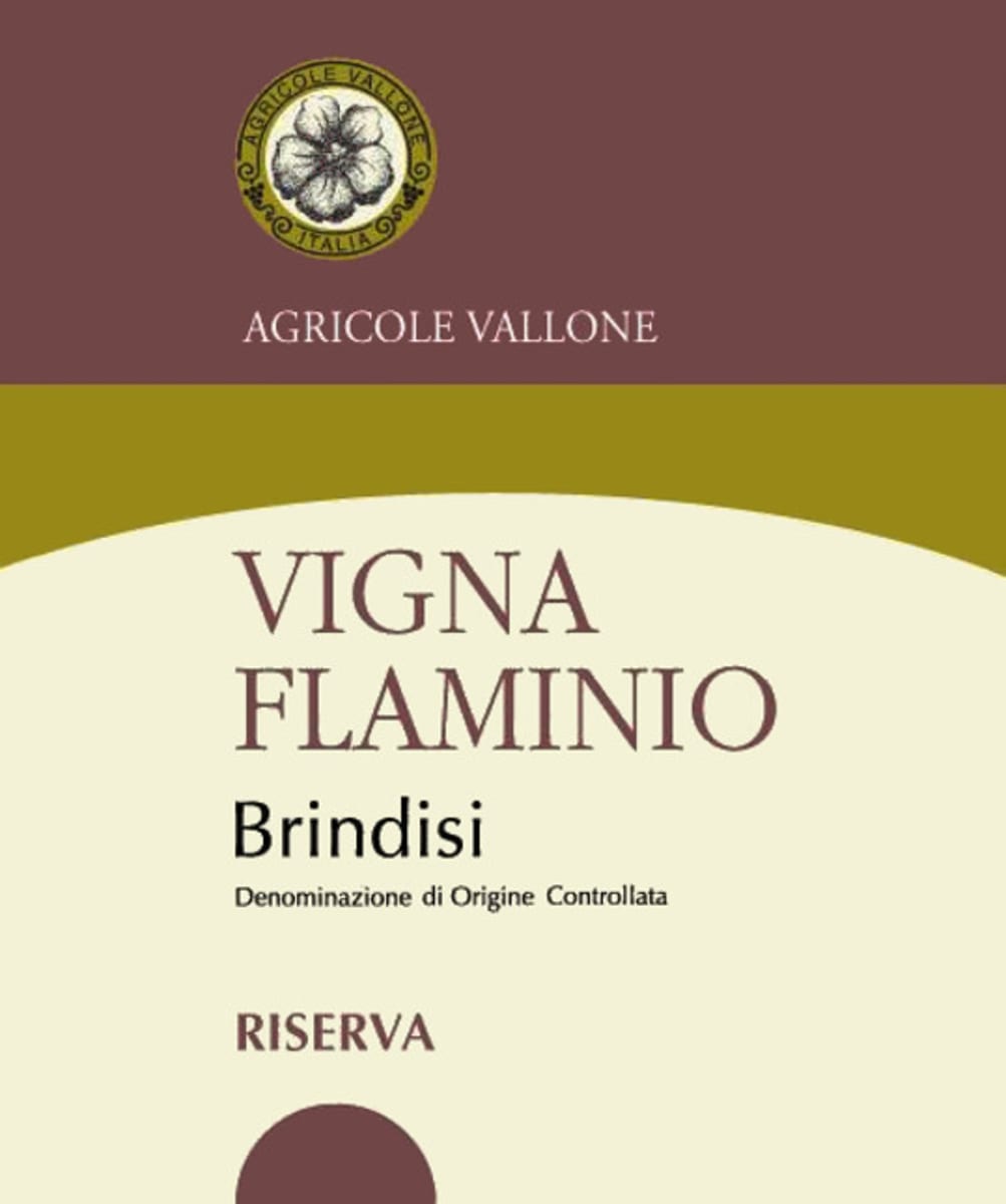 Agricole Vallone Vigna Flaminio Riserva 2004 Front Label