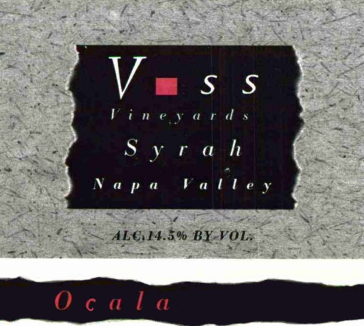 Voss Vineyards Ocala Syrah 2003 Front Label