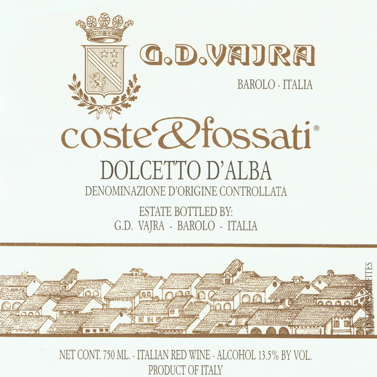 G.D. Vajra Dolcetto d'Alba Coste and Fossati 2012 Front Label