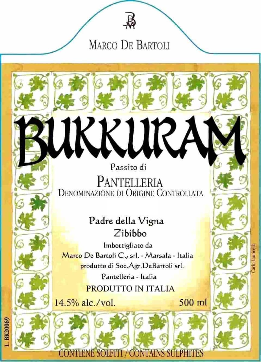 Marco De Bartoli Bukkuram Padre della Vigne 2012 Front Label