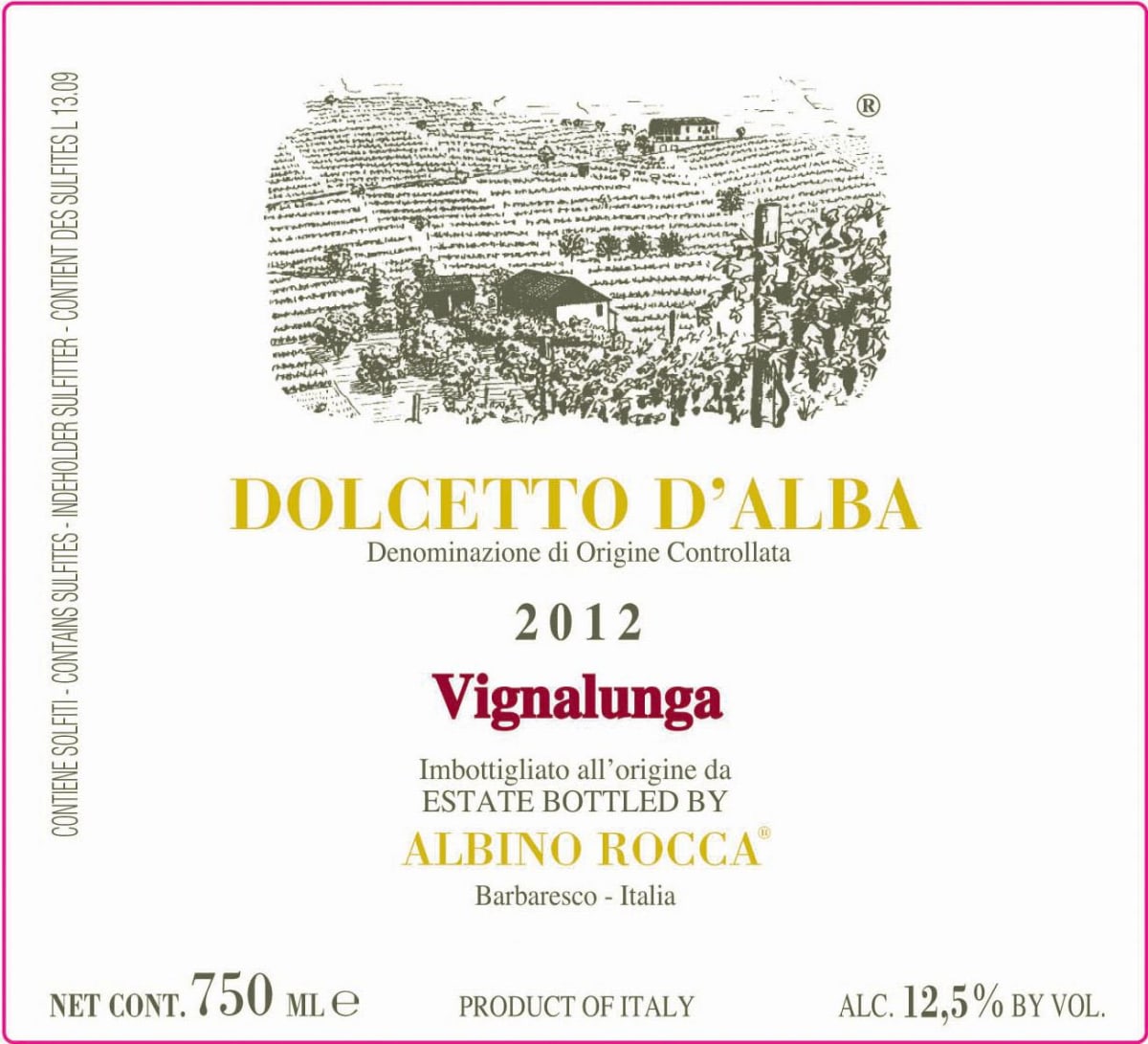 Albino Rocca Dolcetto d'Alba Vignalunga 2012 Front Label