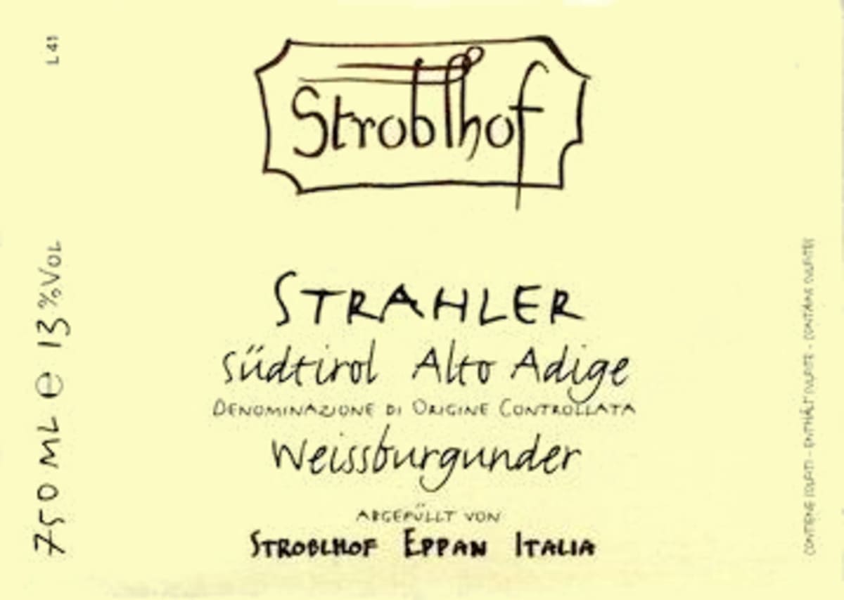 Stroblhof Sudtirol Alto Adige Strahler Weissburgunder 2015 Front Label