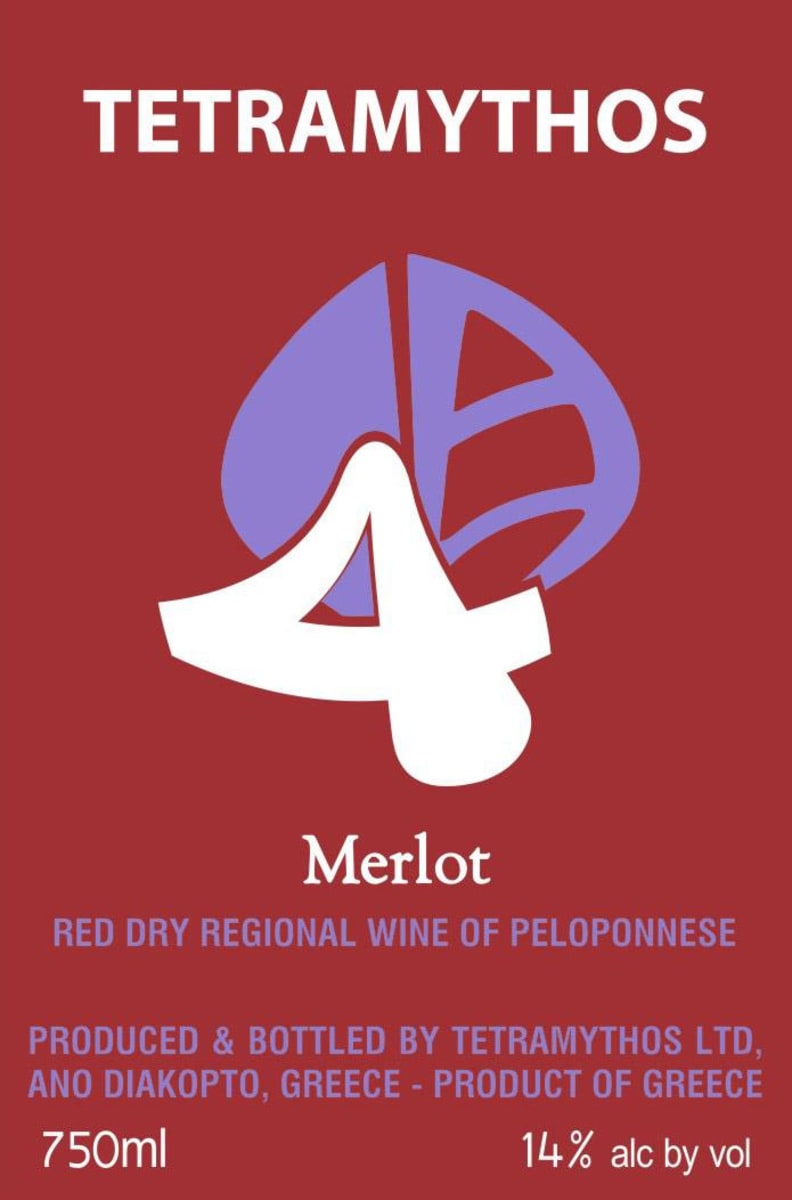 Tetramythos Wines Merlot 2015 Front Label