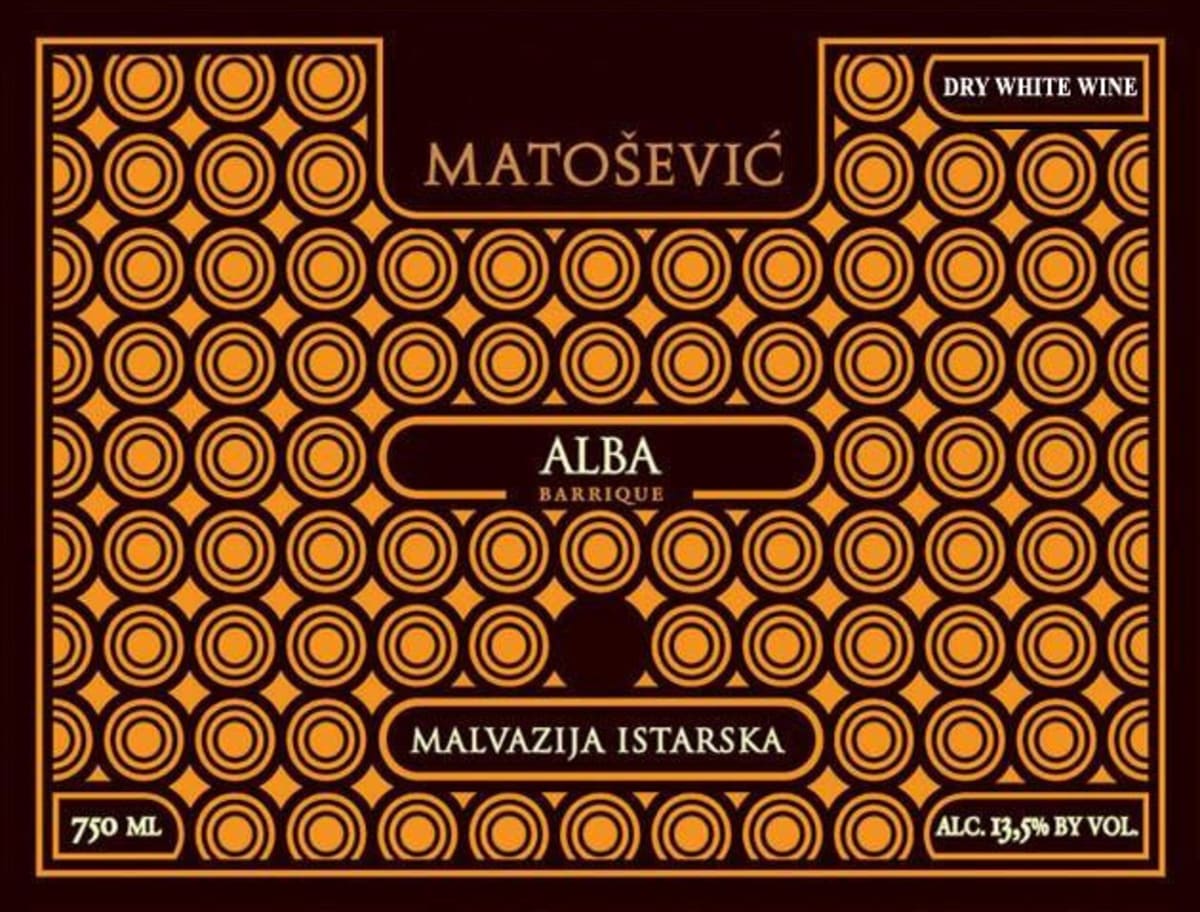 Vina Matosevic Alba Barrique Malvazija Istarska 2012 Front Label