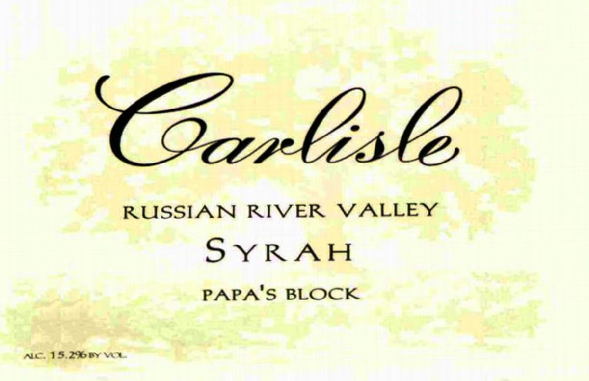 Carlisle Papa's Block Syrah 2012 Front Label