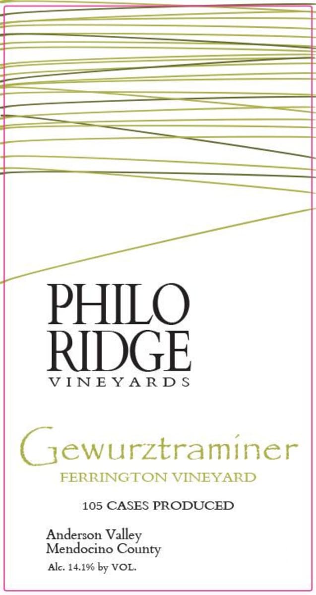 Philo Ridge Vineyards Ferrington Gewurztraminer 2014 Front Label