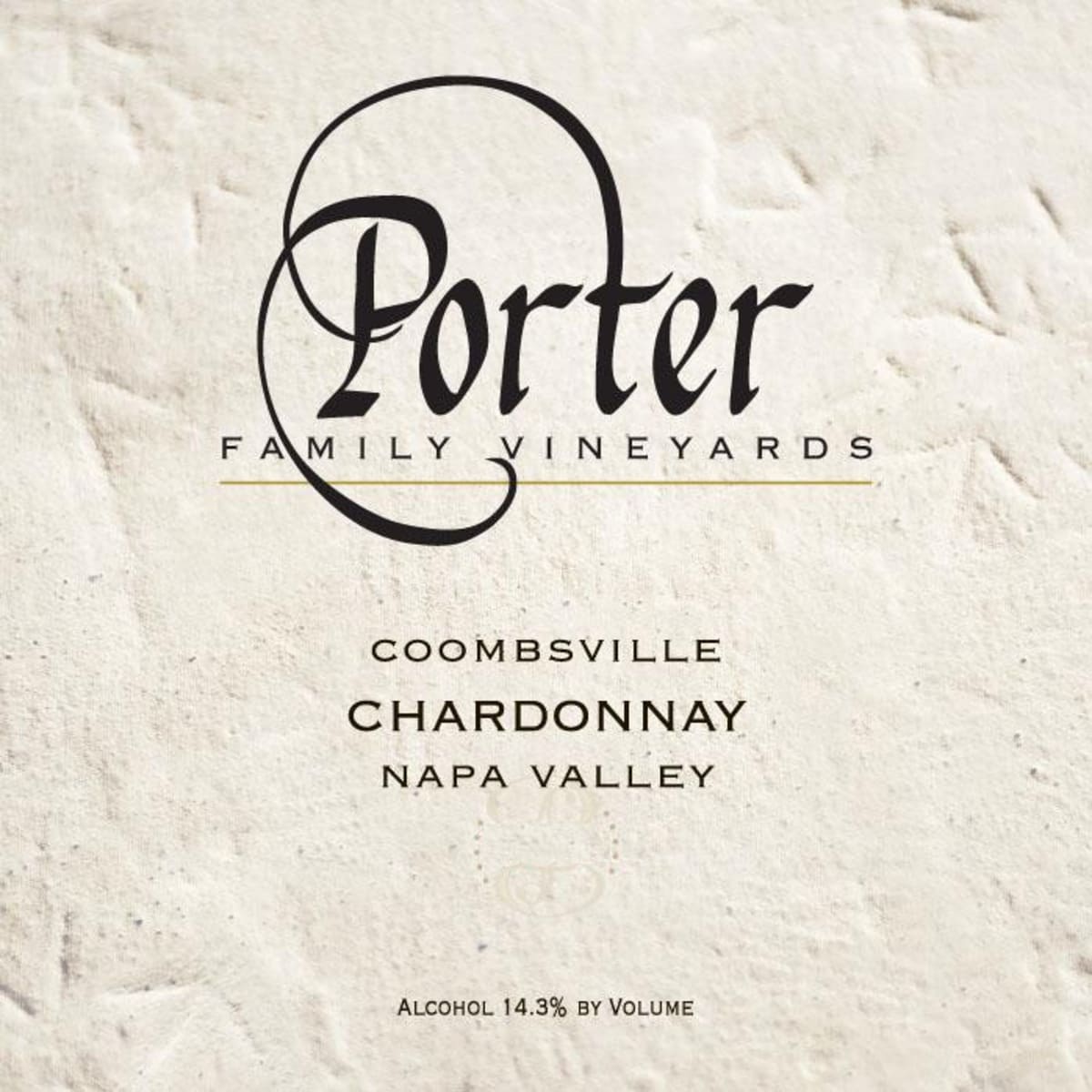 Porter Family Vineyards Chardonnay 2012 Front Label