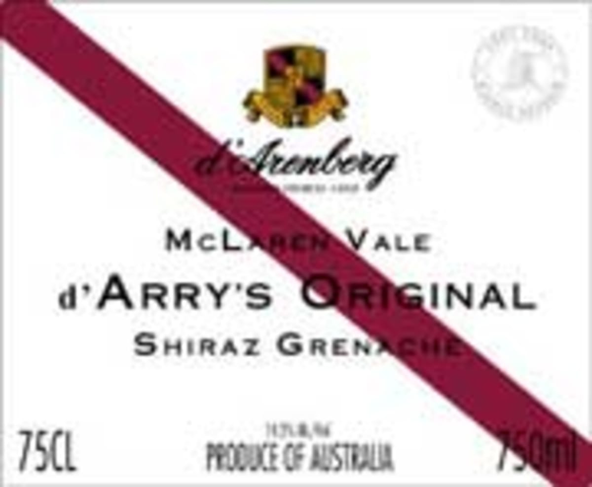 d'Arenberg d'Arry's Original Shiraz/Grenache 2001 Front Label