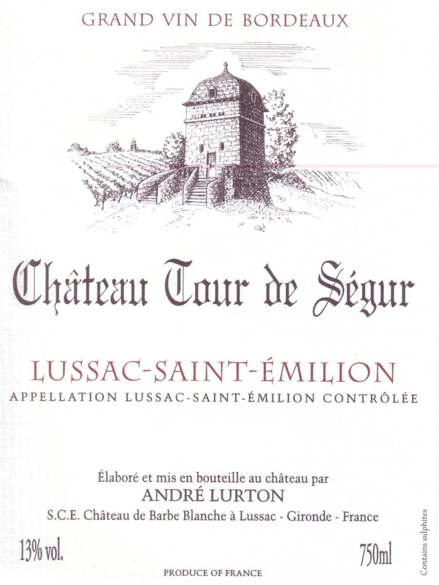 Andre Lurton Lussac-Saint-Emilion Chateau Tour de Segur 2008 Front Label