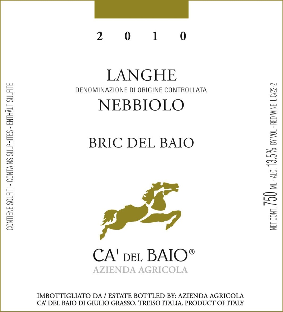 Ca' del Baio Bric del Baio Langhe Nebbiolo 2010 Front Label