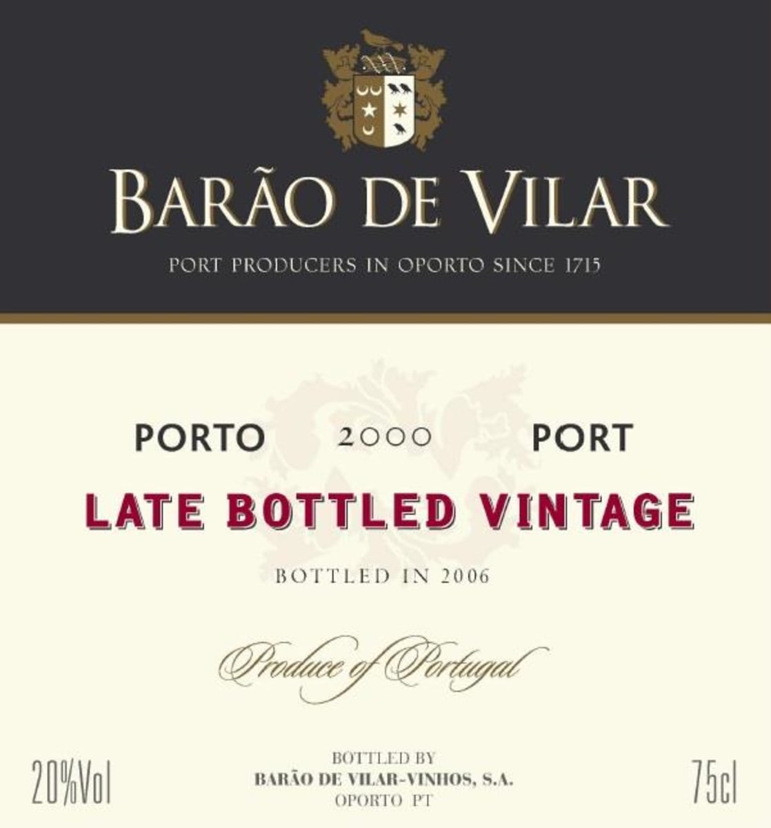 Barao de Villar Late Bottled Vintage Port 2000 Front Label