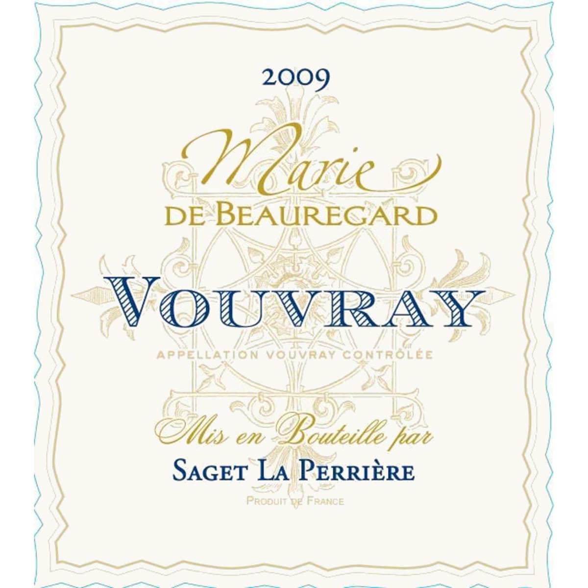 Saget la Perriere Vouvray Marie de Beauregard 2009 Front Label