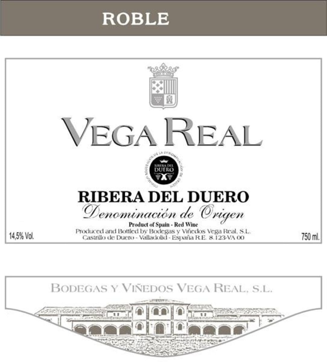 Barbadillo Vega Real Roble 2014 Front Label