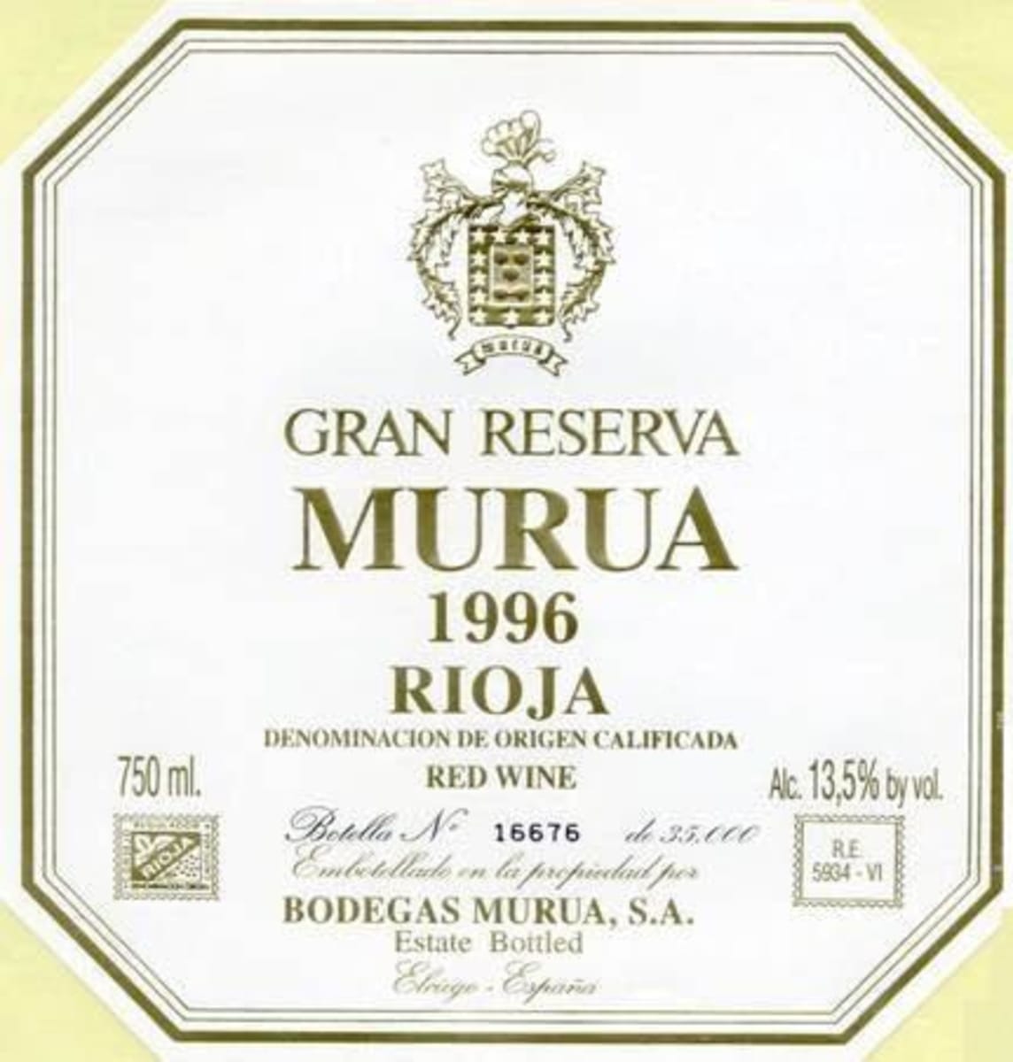 Bodegas Murua Gran Reserva 1996 Front Label
