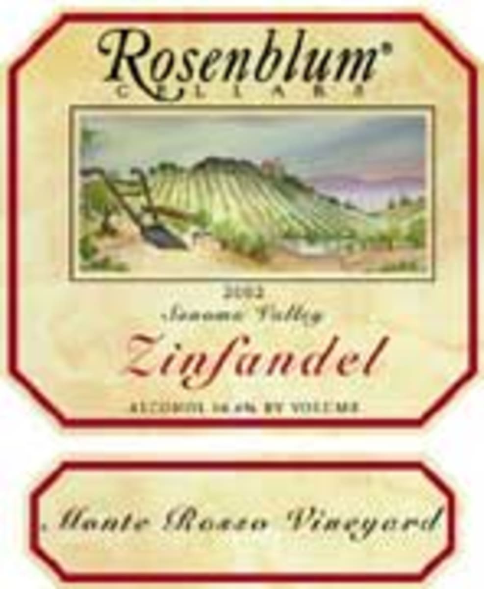 Rosenblum Cellars Monte Rosso Zinfandel 2002 Front Label