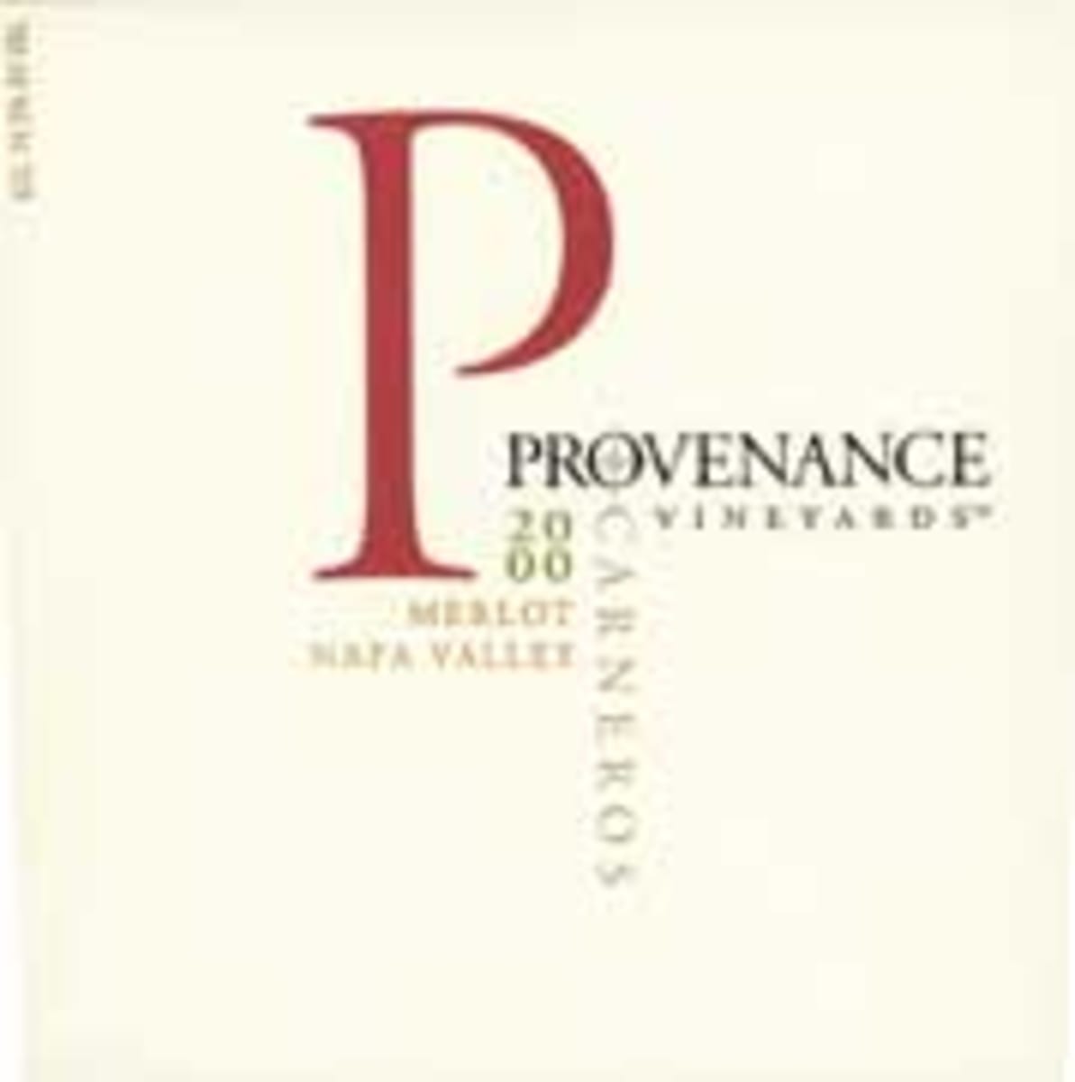 Provenance Vineyards Carneros Merlot (1.5 Liter) 2000 Front Label