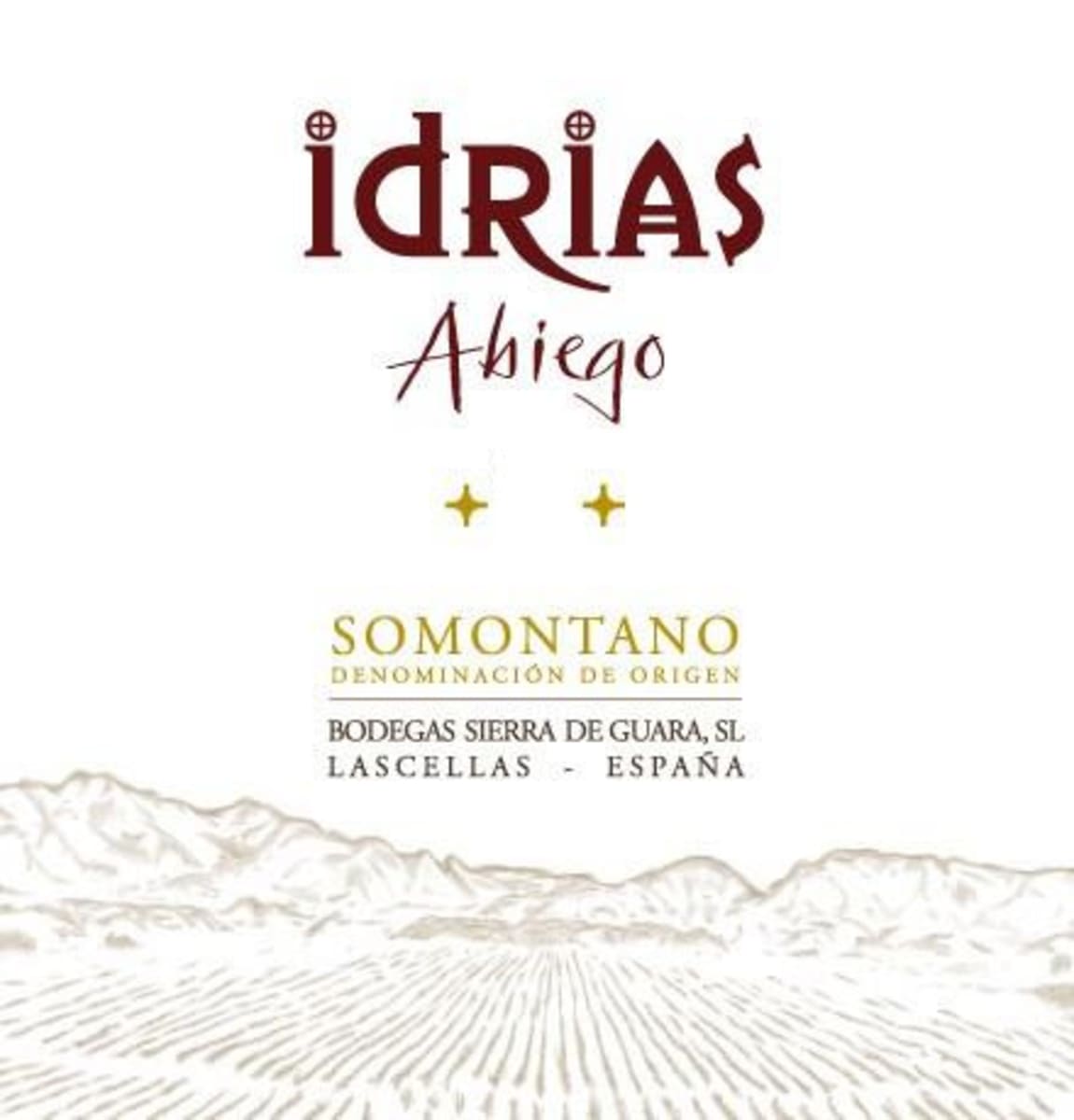 Bodegas Sierra de Guara Idrias Abiego 2013 Front Label