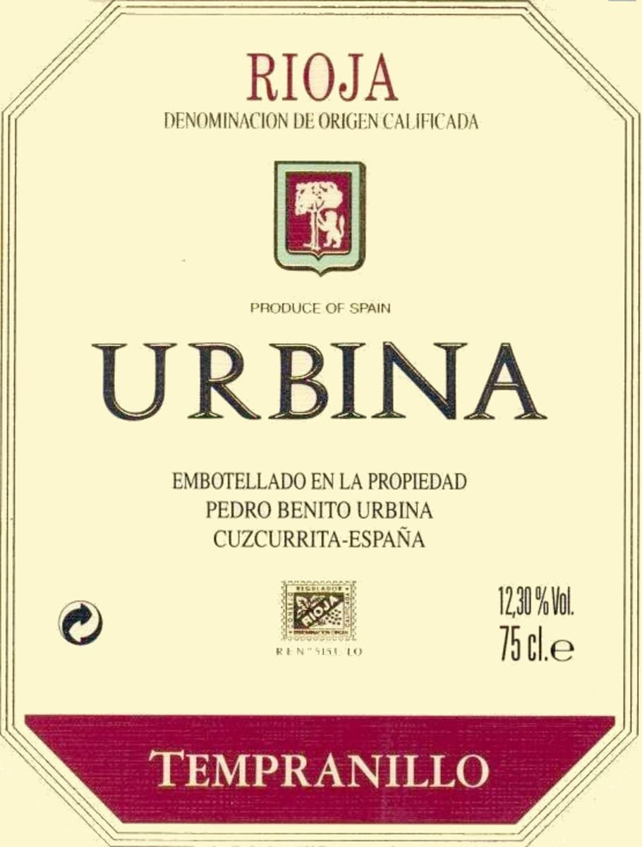 Bodegas Urbina Tempranillo 2011 Front Label