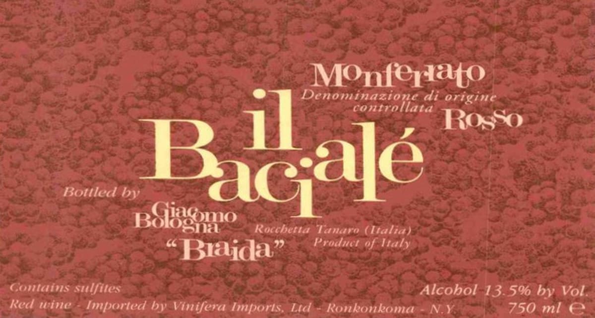 Braida Il Baciale Monferrato Rosso 2000 Front Label