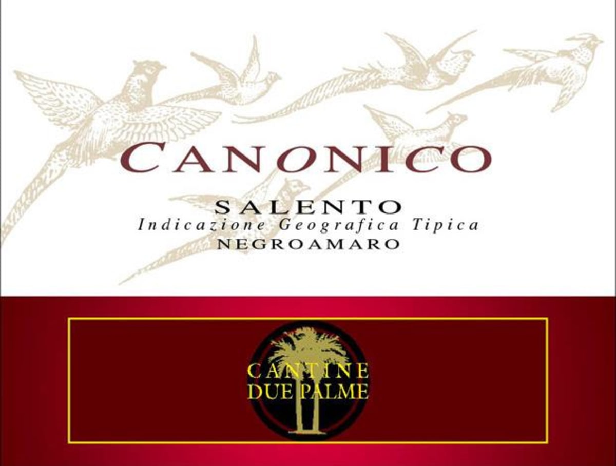 Cantine Due Palme Canonico Negroamaro 2005 Front Label