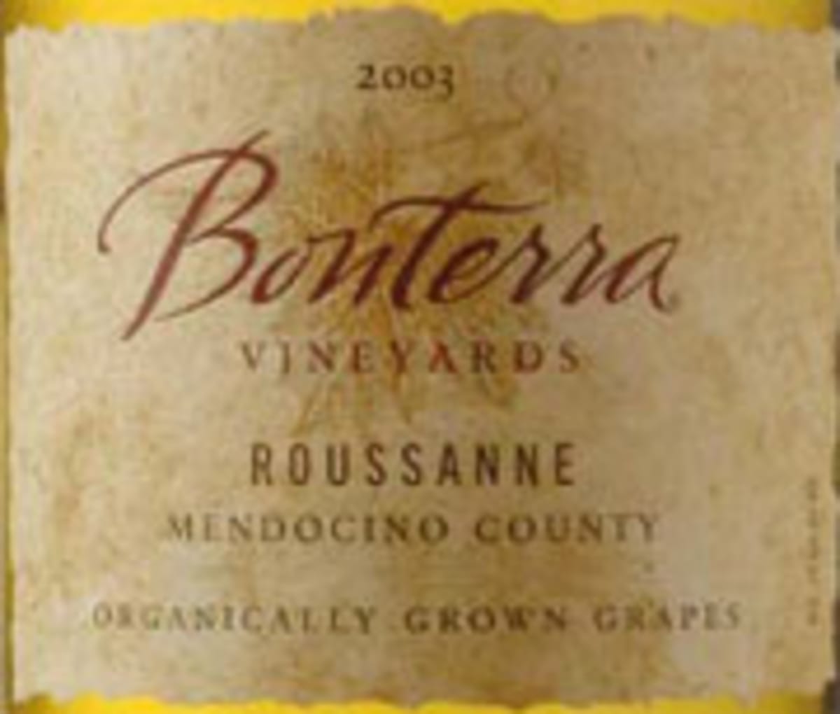 Bonterra Organically Grown Roussane 2003 Front Label