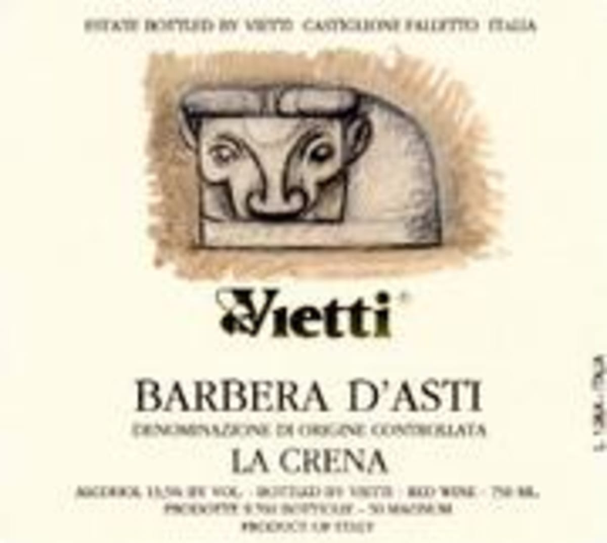 Vietti Barbera d'Asti La Crena 1996 Front Label